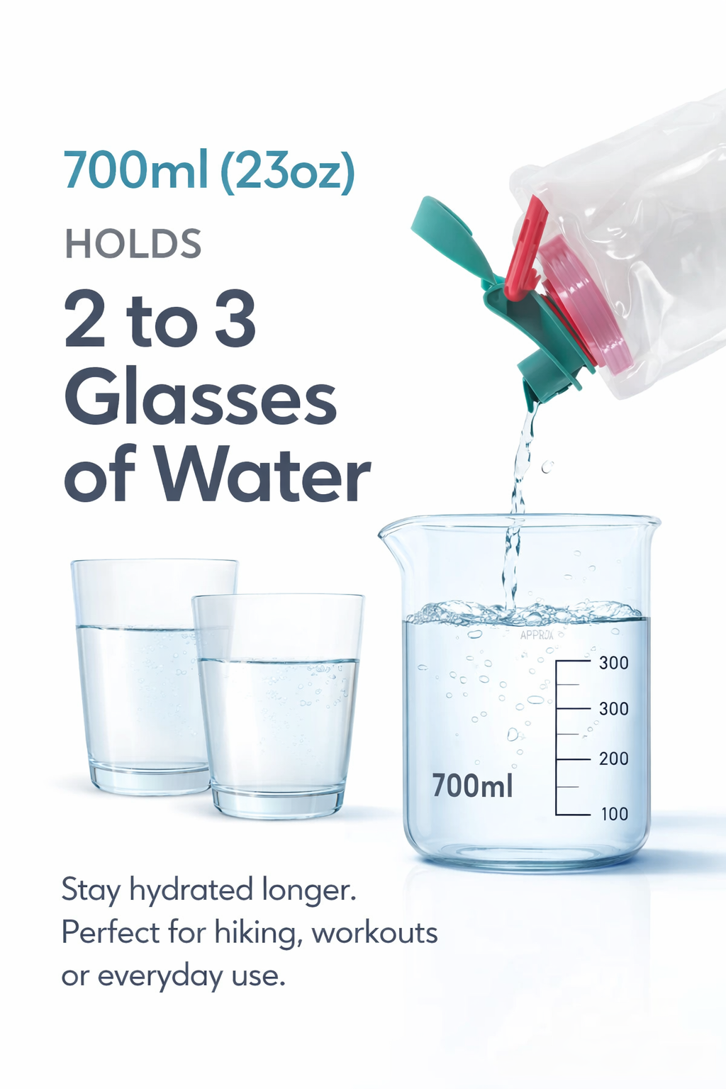 CLEARFLY Collapsible Water Bottle (23oz) – Leak-Proof, Travel-Friendly & Reusable