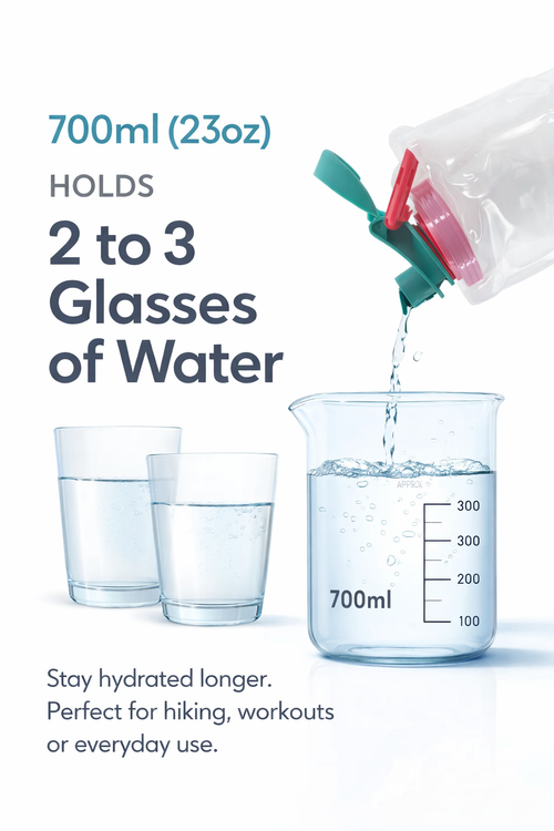 CLEARFLY Collapsible Water Bottle (23oz) – Leak-Proof, Travel-Friendly & Reusable